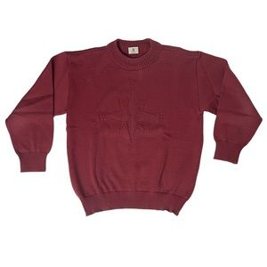 Genuine Country Road Work Wear Maroon Knit Crew Pull Over Compass Sweater Mens L